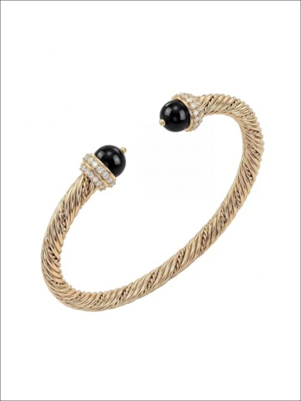 14K Gold Plated Open Cuff Bangle Bracelet Adjustable Twisted Cable Women